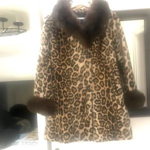Vintage Safari Leopard Print Fur Coat Sz Medium